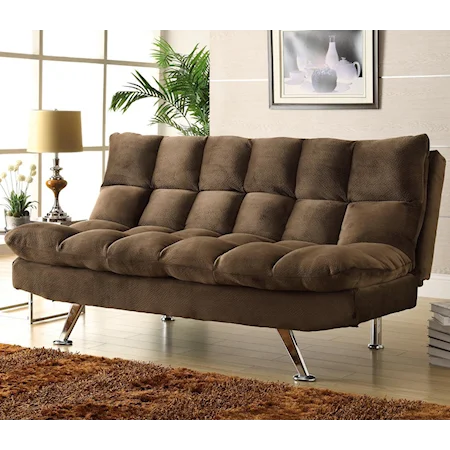 Chocolate Microfiber Lounger with Tufting